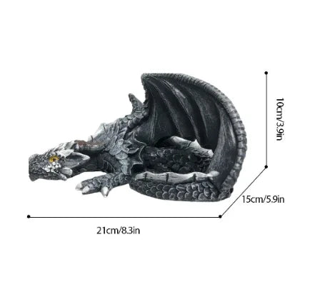 Resin Dragon Sculpture Black Big Squatting Dragon Sculpture Resin Crafts Statue