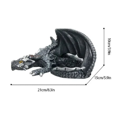 Resin Dragon Sculpture Black Big Squatting Dragon Sculpture Resin Crafts Statue