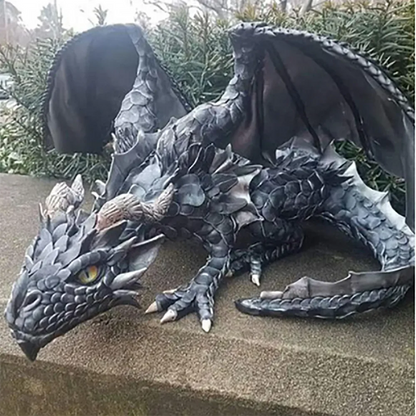 Resin Dragon Sculpture Black Big Squatting Dragon Sculpture Resin Crafts Statue