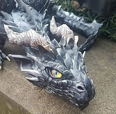 Resin Dragon Sculpture Black Big Squatting Dragon Sculpture Resin Crafts Statue