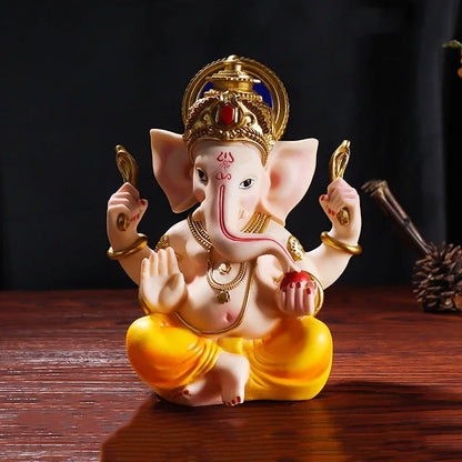 Resin Elephant Feng Shui Buddha Sculpture Indian Ganesha Elephant God Religious Statue Home Decoration Crafts Desktop Decoratio