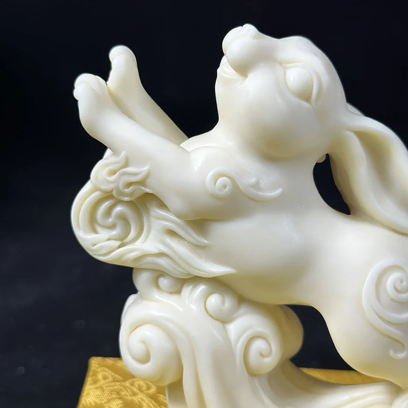 Resin Flying Rabbit Animal Figurine Creative Auspicious Rabbit Home Room Office Cute Ornaments Chinese small gifts Free Delivery