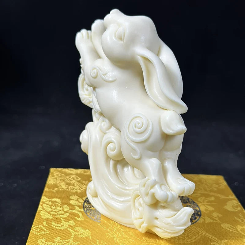 Resin Flying Rabbit Animal Figurine Creative Auspicious Rabbit Home Room Office Cute Ornaments Chinese small gifts Free Delivery