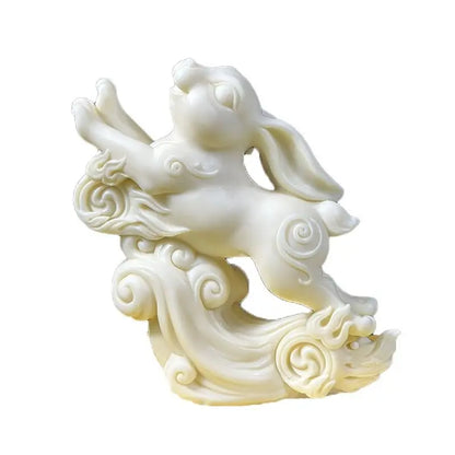 Resin Flying Rabbit Animal Figurine Creative Auspicious Rabbit Home Room Office Cute Ornaments Chinese small gifts Free Delivery