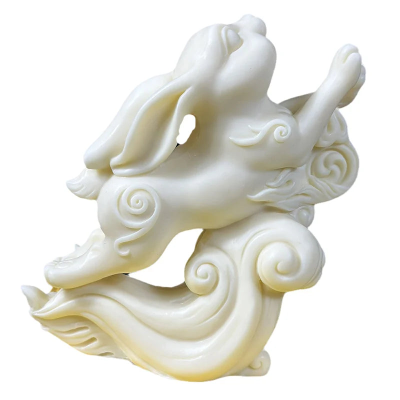 Resin Flying Rabbit Animal Figurine Creative Auspicious Rabbit Home Room Office Cute Ornaments Chinese small gifts Free Delivery
