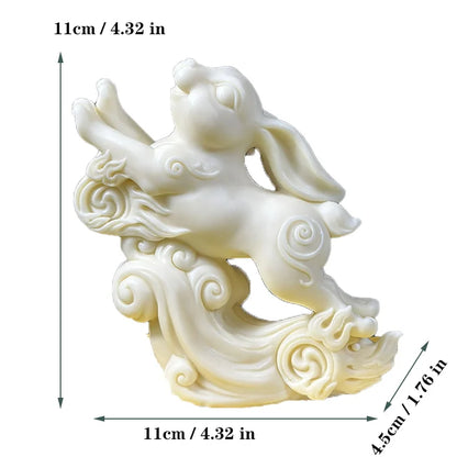 Resin Flying Rabbit Animal Figurine Creative Auspicious Rabbit Home Room Office Cute Ornaments Chinese small gifts Free Delivery