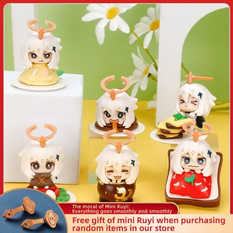 Resin Girl Eats Food Cartoon Car Ornament Micro Landscape Bonsai Decoration Desktop Creative Trinket Home Accessories Figurines