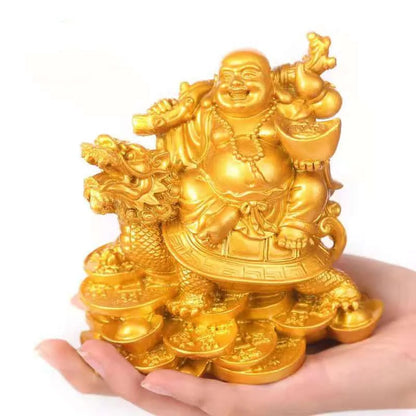 Resin God of Wealth Laughing Buddha Statue Modern art sculpture feng shui decorations dragon turtle home decoration accessories