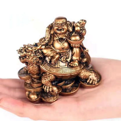 Resin God of Wealth Laughing Buddha Statue Modern art sculpture feng shui decorations dragon turtle home decoration accessories