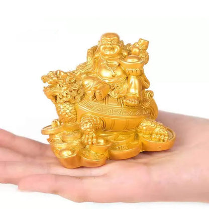 Resin God of Wealth Laughing Buddha Statue Modern art sculpture feng shui decorations dragon turtle home decoration accessories