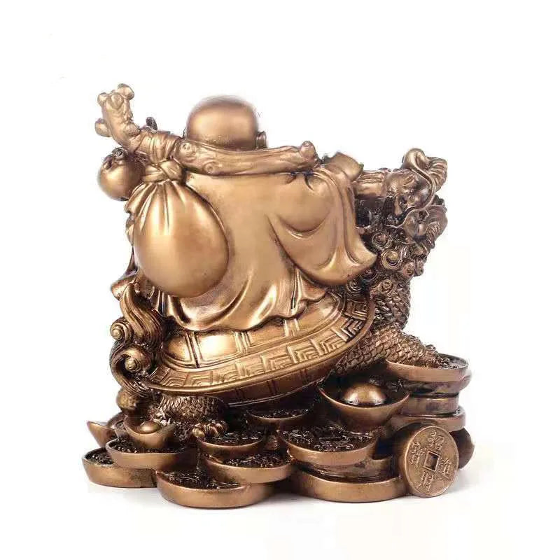 Resin God of Wealth Laughing Buddha Statue Modern art sculpture feng shui decorations dragon turtle home decoration accessories