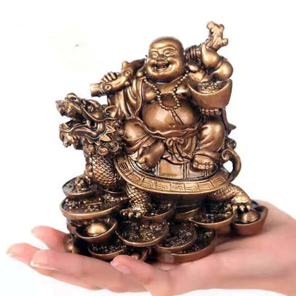 Resin God of Wealth Laughing Buddha Statue Modern art sculpture feng shui decorations dragon turtle home decoration accessories