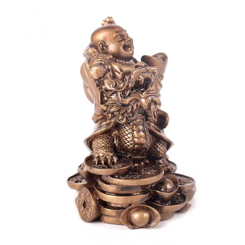 Resin God of Wealth Laughing Buddha Statue Modern art sculpture feng shui decorations dragon turtle home decoration accessories