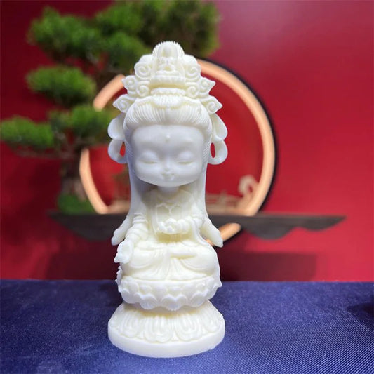 Resin Guanyin Bodhisattva Figurine Handmade art sculpture Chinese Buddhist figures Home Room Office Car Feng Shui Statue