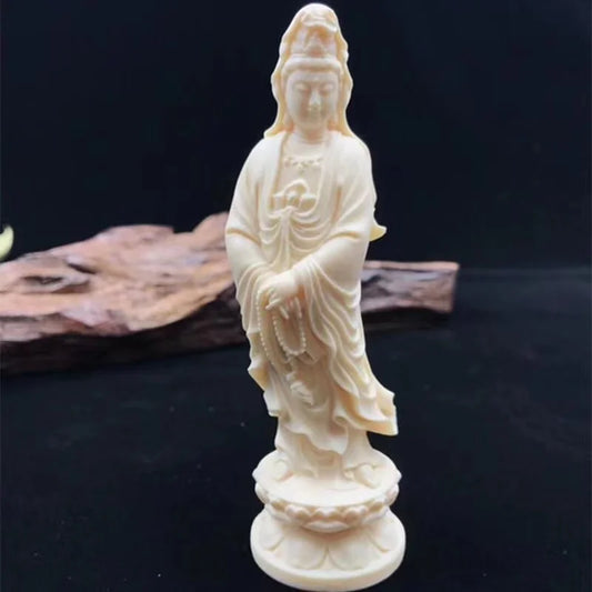 Resin Guanyin Characters Figurine, Chinese Buddha Statues, Home Living Room, Room, Office, Feng Shui Decoration Statue, 4.71in