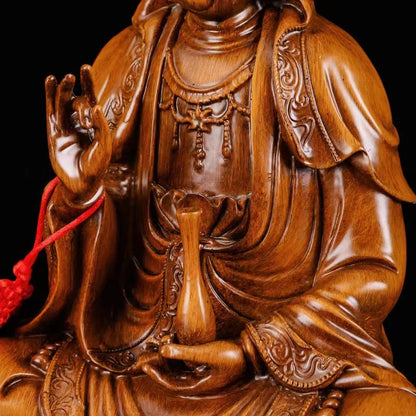 Resin Guanyin Figure Statue Wood Color Art Sculpture  High quality Home Living Room, Room Office Feng Shui Statue  Free Delivery