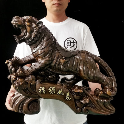 Resin Imitation Wood Carving Tiger Ornaments Made A Good Start In The Year of The Tiger Crafts Wholesale  Living Room Decoration