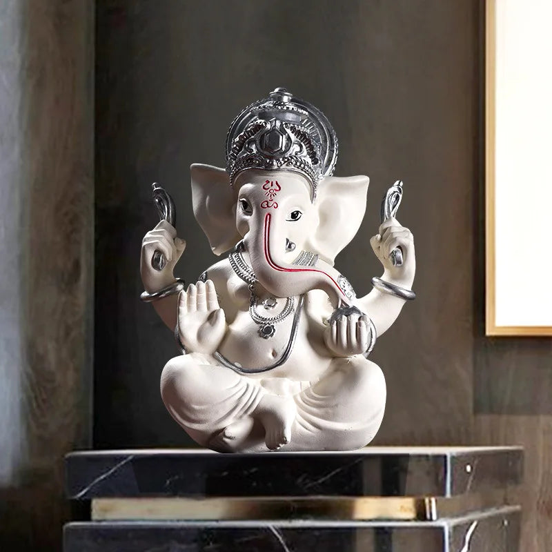 Resin Indian elephant god painted statue Southeast Asian Buddha statue High quality home living room, room feng shui statue