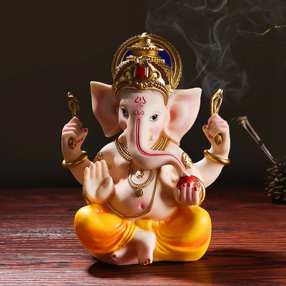 Resin Indian elephant god painted statue Southeast Asian Buddha statue High quality home living room, room feng shui statue