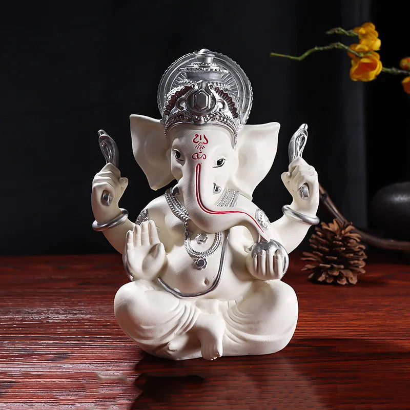 Resin Indian elephant god painted statue Southeast Asian Buddha statue High quality home living room, room feng shui statue