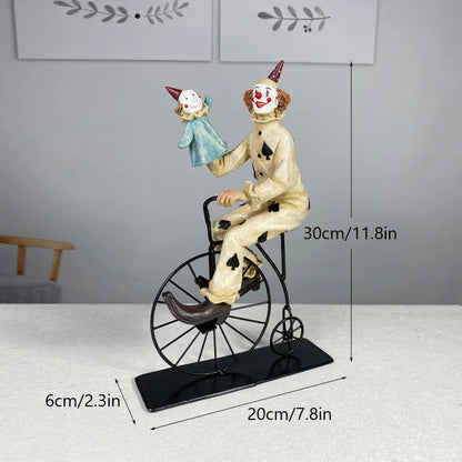 Resin Joker Statue Circus Acrobatic Magic Poker Clown Droll Figurines for Interior Office Tabletop Decoration Accessories Gifts