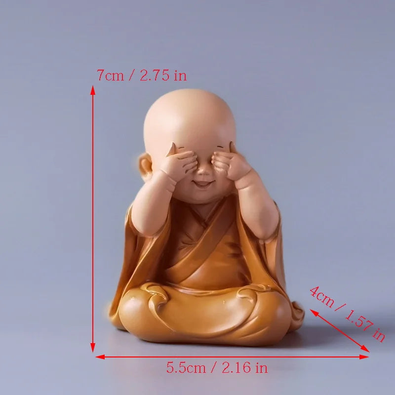 Resin Little Monk Mini Statue  Modern Handmade Sculpture Cute Home Room Potted Plant Office Decorations Statuette Special Offer