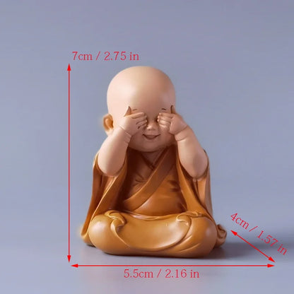 Resin Little Monk Mini Statue  Modern Handmade Sculpture Cute Home Room Potted Plant Office Decorations Statuette Special Offer