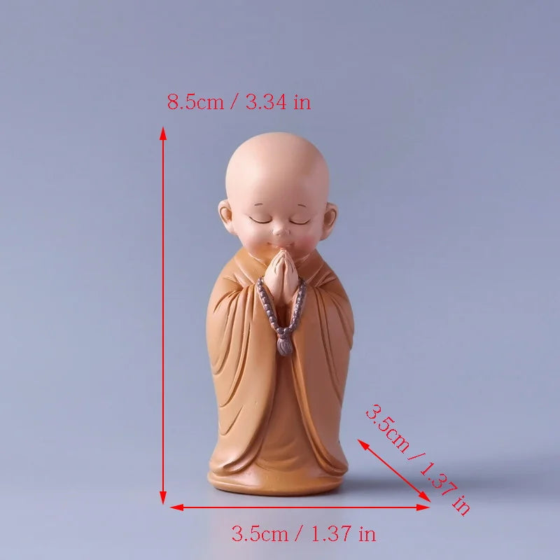Resin Little Monk Mini Statue  Modern Handmade Sculpture Cute Home Room Potted Plant Office Decorations Statuette Special Offer