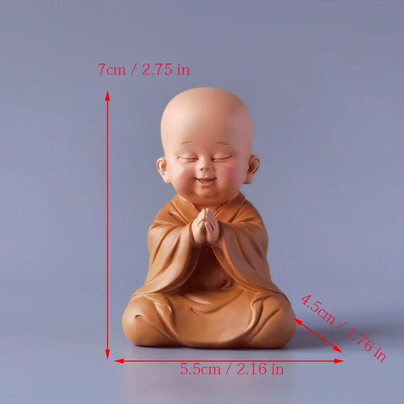Resin Little Monk Mini Statue  Modern Handmade Sculpture Cute Home Room Potted Plant Office Decorations Statuette Special Offer
