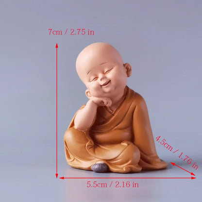 Resin Little Monk Mini Statue  Modern Handmade Sculpture Cute Home Room Potted Plant Office Decorations Statuette Special Offer