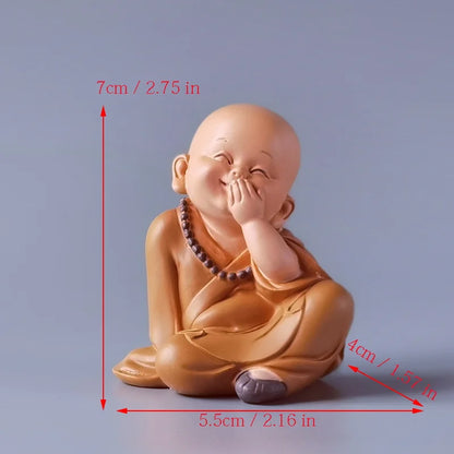 Resin Little Monk Mini Statue  Modern Handmade Sculpture Cute Home Room Potted Plant Office Decorations Statuette Special Offer