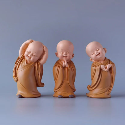 Resin Little Monk Mini Statue  Modern Handmade Sculpture Cute Home Room Potted Plant Office Decorations Statuette Special Offer