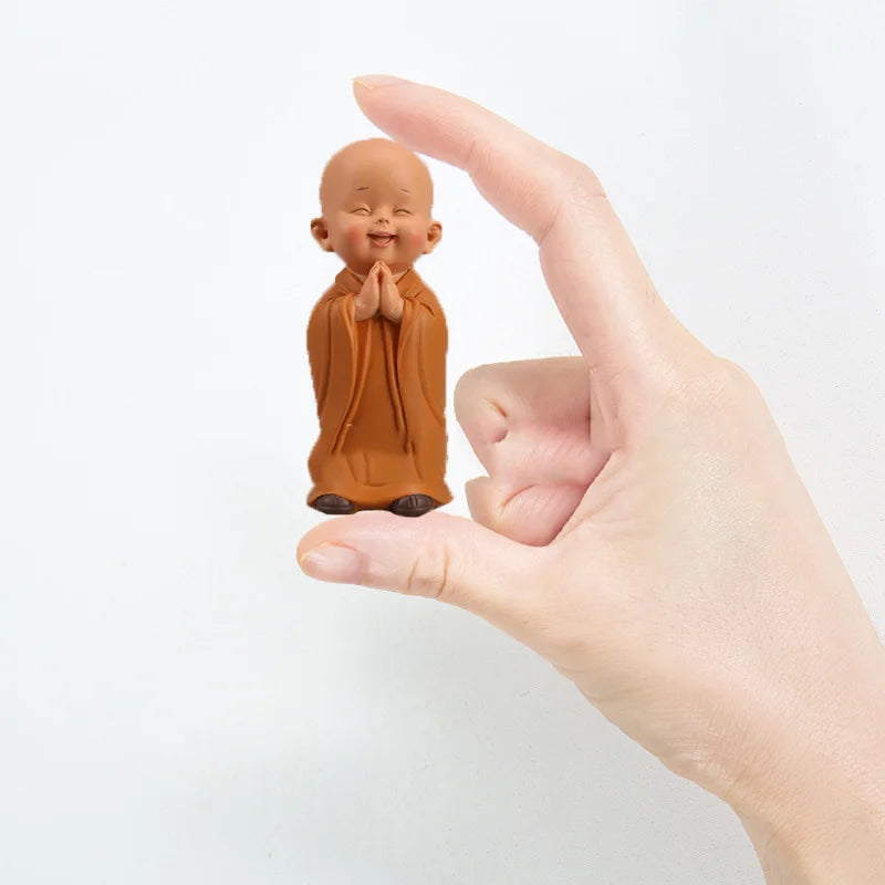 Resin Little Monk Mini Statue  Modern Handmade Sculpture Cute Home Room Potted Plant Office Decorations Statuette Special Offer