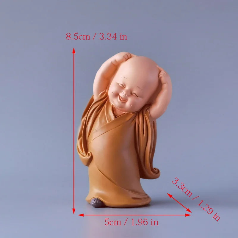 Resin Little Monk Mini Statue  Modern Handmade Sculpture Cute Home Room Potted Plant Office Decorations Statuette Special Offer