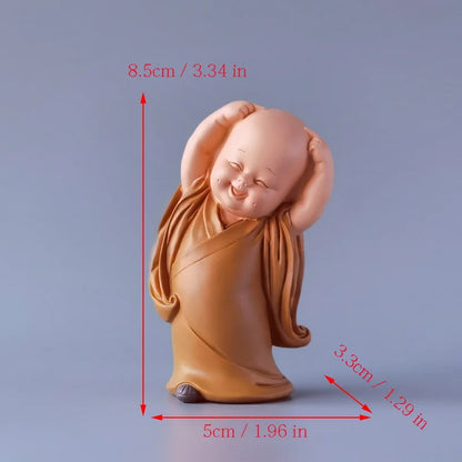 Resin Little Monk Mini Statue  Modern Handmade Sculpture Cute Home Room Potted Plant Office Decorations Statuette Special Offer