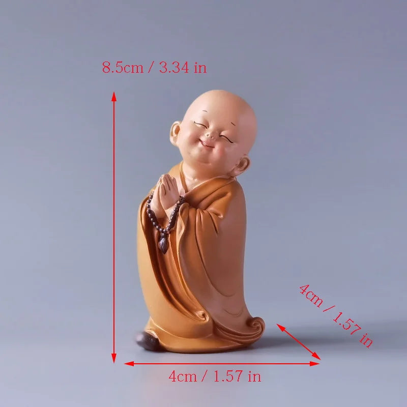 Resin Little Monk Mini Statue  Modern Handmade Sculpture Cute Home Room Potted Plant Office Decorations Statuette Special Offer