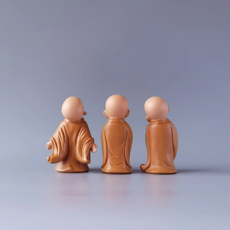 Resin Little Monk Mini Statue  Modern Handmade Sculpture Cute Home Room Potted Plant Office Decorations Statuette Special Offer