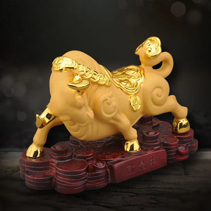 Resin Lucking Gold ingot Golden Cow Animal Statue Art Sculpture Domineering Home Room Office Car Decoration Statue High quality