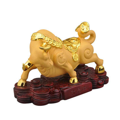 Resin Lucking Gold ingot Golden Cow Animal Statue Art Sculpture Domineering Home Room Office Car Decoration Statue High quality