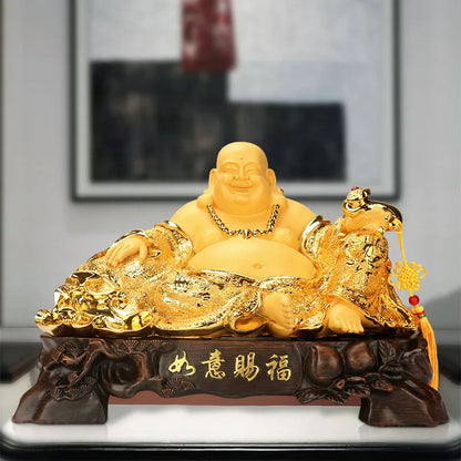 Resin Maitreya Figure Statue Chinese Ruyi Blessed Buddha Home Living Room, Room, Office Art Deco Statue Free Delivery