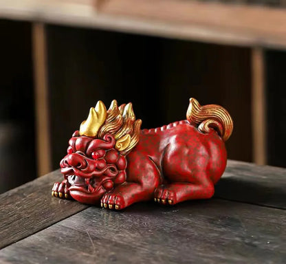 Resin Mascot-Pixiu Decorative Statue Resin Art Sculpture Chinese God Beast Home Room ，Office，Car，Feng Shui Statue