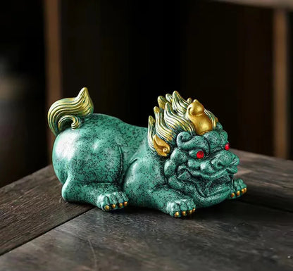 Resin Mascot-Pixiu Decorative Statue Resin Art Sculpture Chinese God Beast Home Room ，Office，Car，Feng Shui Statue