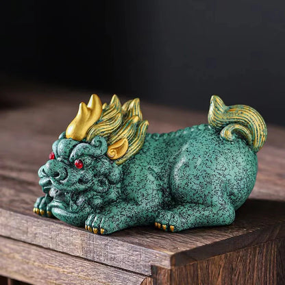 Resin Mascot-Pixiu Decorative Statue Resin Art Sculpture Chinese God Beast Home Room ，Office，Car，Feng Shui Statue