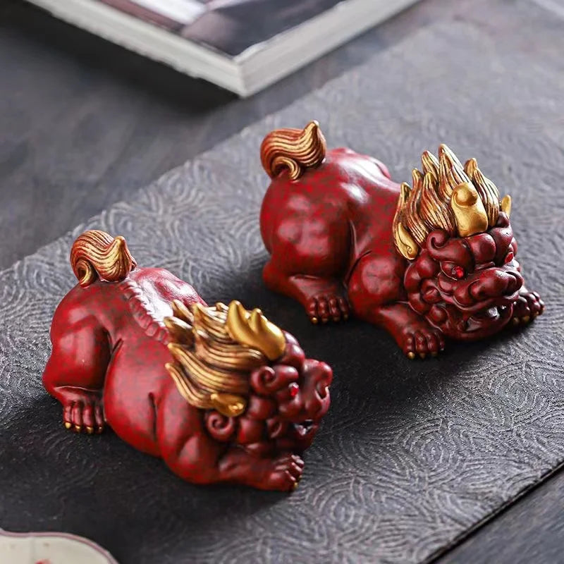 Resin Mascot-Pixiu Decorative Statue Resin Art Sculpture Chinese God Beast Home Room ，Office，Car，Feng Shui Statue