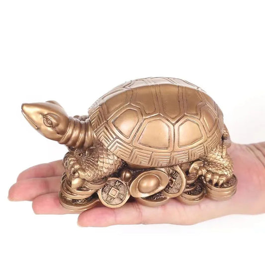 Resin Money-gathering Turtle Mascot Statue Cute Home Room, office Decoration Feng Shui Statue Chinese characteristic ornaments