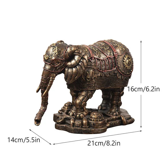 Resin Rabbit Statues Steampunk Metal Animal Figurines Steam Punk Mechanical Ornament Inteiror Home Office Decorations