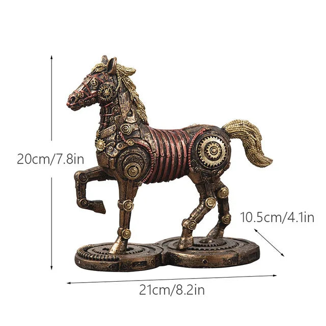 Resin Rabbit Statues Steampunk Metal Animal Figurines Steam Punk Mechanical Ornament Inteiror Home Office Decorations