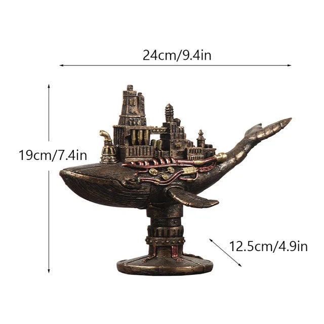 Resin Rabbit Statues Steampunk Metal Animal Figurines Steam Punk Mechanical Ornament Inteiror Home Office Decorations