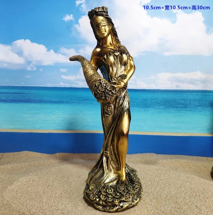 Resin Sculpture Figures Blinded Greek Wealth Goddess Plouto Fortune Sculpture Home Decor Office Gift