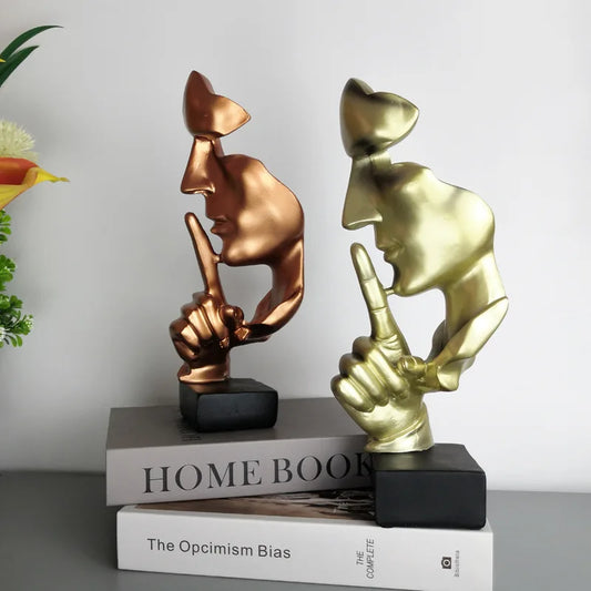 Resin Silence Mask Statue Abstract Statuettes No Say No See No Hear Mask Sculpture for Office Vintage Home Decor 2021 New